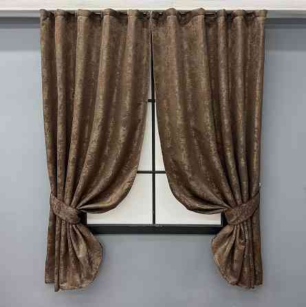 Комплект коротких штор VR-Textil Жаккард Sultan XO № 1557ш Коричневый 130х170 см 2 шт (35-0348) Киев