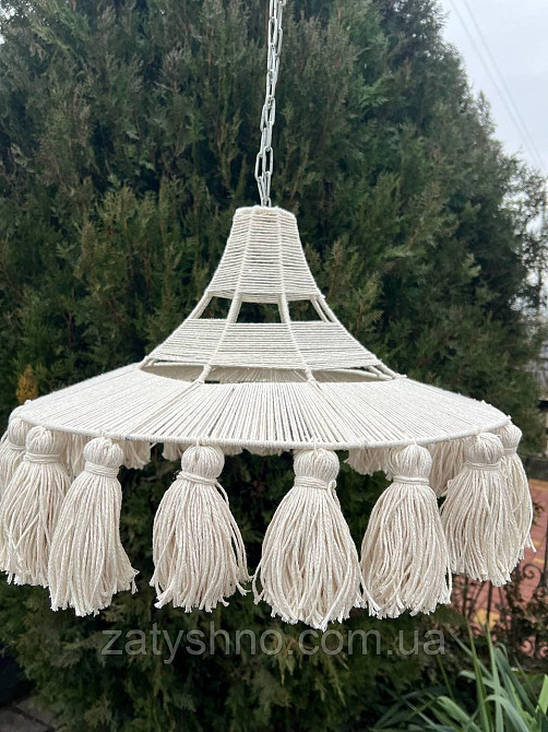 Люстра плетеная белая  с бавовняной нити Киев - изображение 1