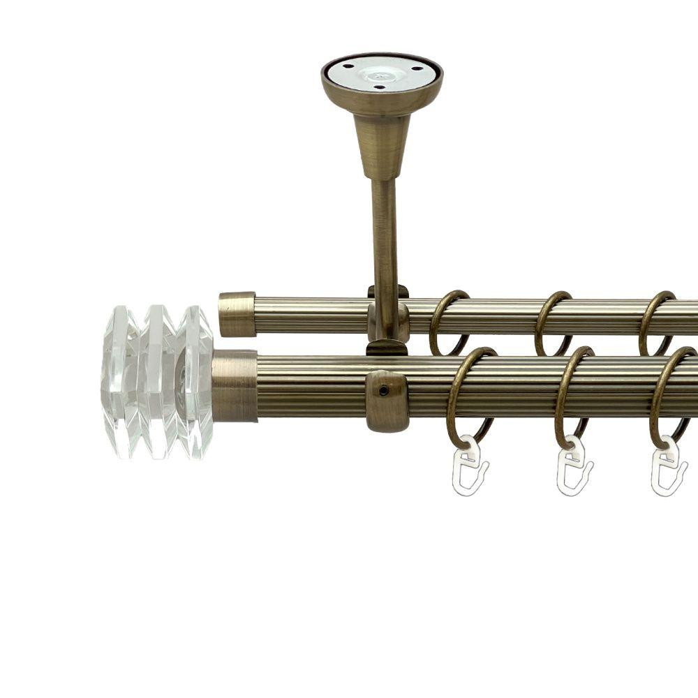 Карниз Orvit Міліора металевий дворядний відкритий до стелі рифлена труба кільце металеве Антик 25\16 мм 240 см (00-00018759) Львів - фото 1