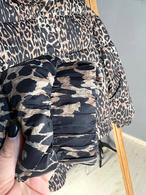 Куртка жіноча Lady Yep 9006 коротка з капюшоном леопардовий принт на резинці демісезонна темно-корич Одеса - фото 10