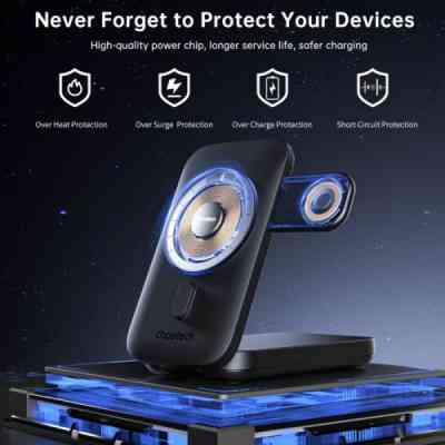 Батарея универсальная Choetech Magnetic Wireless 10000mAh 20W, PD, Qi-2 15W, USB-C, Lightning, Apple Watch charger (B750-CCBK) Винница