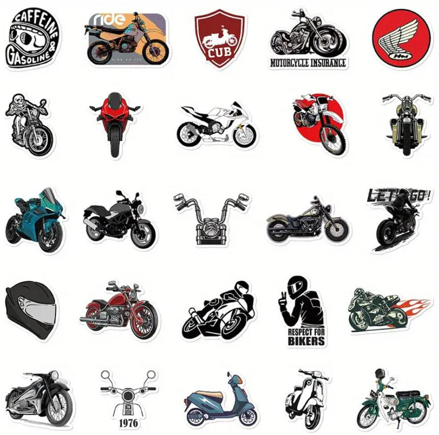 Набір з 50 ретро наліпок з мотоциклами – вінтажні стікери для скрапбукінгу, декору телефону, ноутбук Київ - фото 6