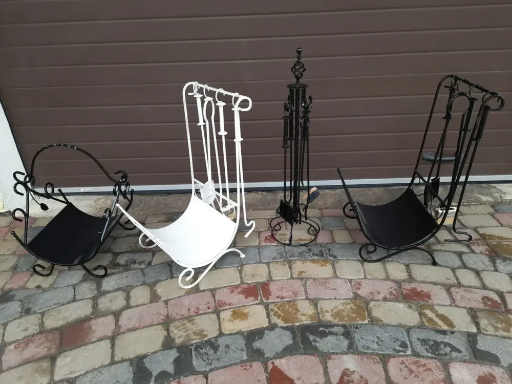 Набір для каміну кований №3 (дровниця, совок, щітка, кочерга, щипці) Б3892 Чорний Київ - фото 6