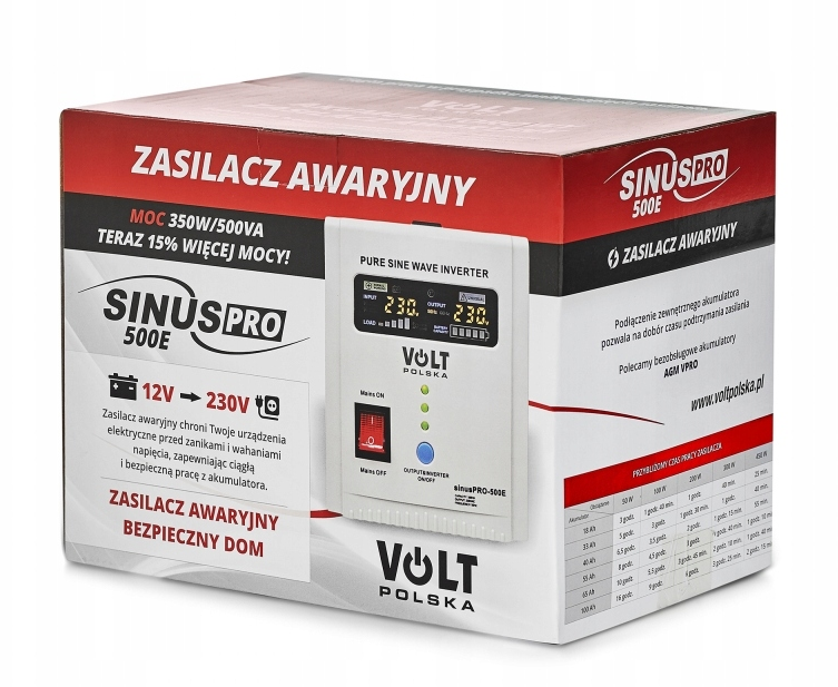 Гібридний ДБЖ інвертор Volt Polska SINUS PRO 500E 12 V 300 / 500 W (3SP050012E) Київ - фото 4