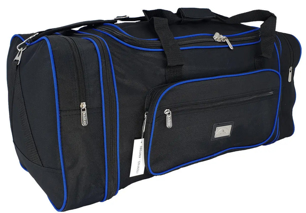 Сумка дорожня KAIMAN з розширенням 60 (70) см чорно-синя Київ - фото 2