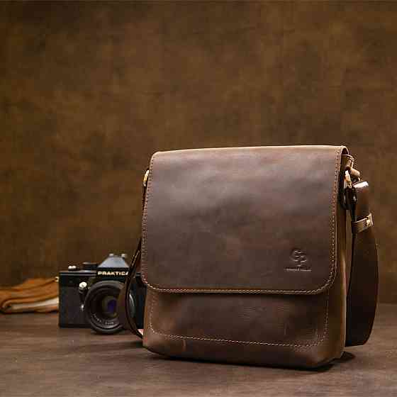 Мужская сумка-мессенджер Коричневый (GRANDE PELLE) Киев