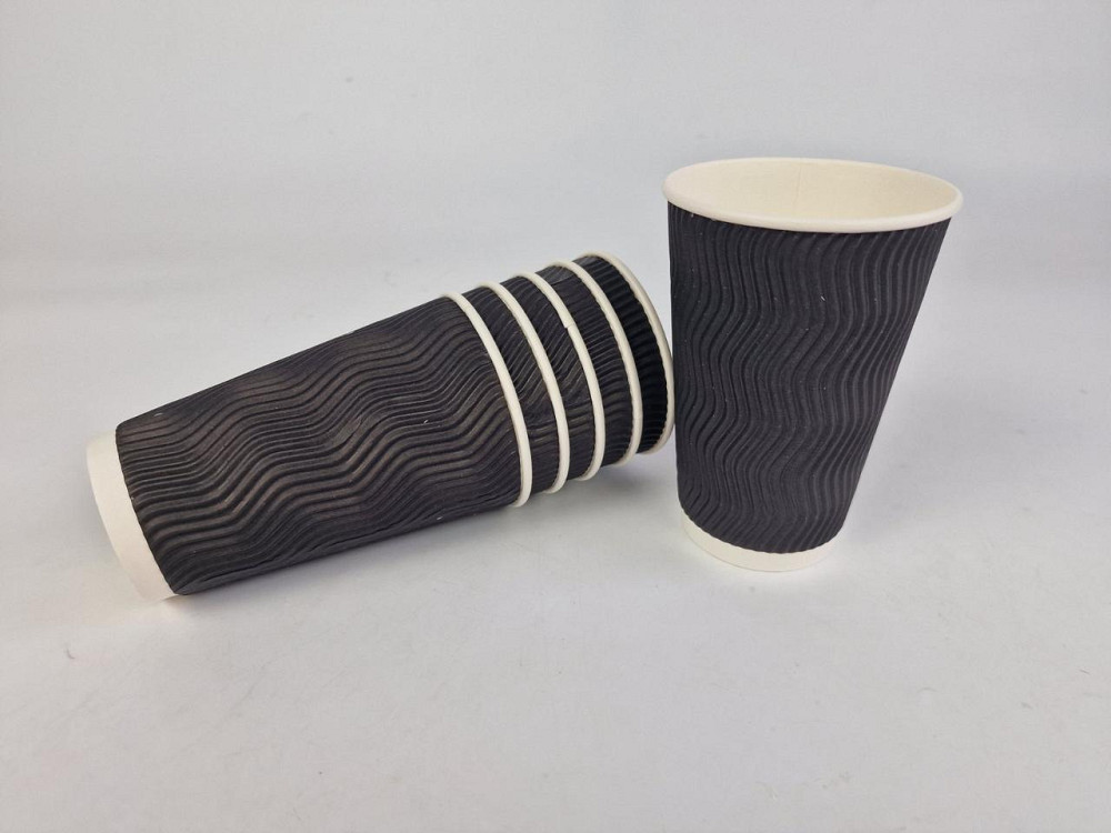 Стакан гофрированный 500мл ЧЕРНЫЙ (15 шт) Харьков - изображение 1