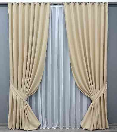 Комплект готових штор VR-Textil Мікровелюр Petek № 1826ш Бежевий 150х290 см 2 шт (33-0818) Київ