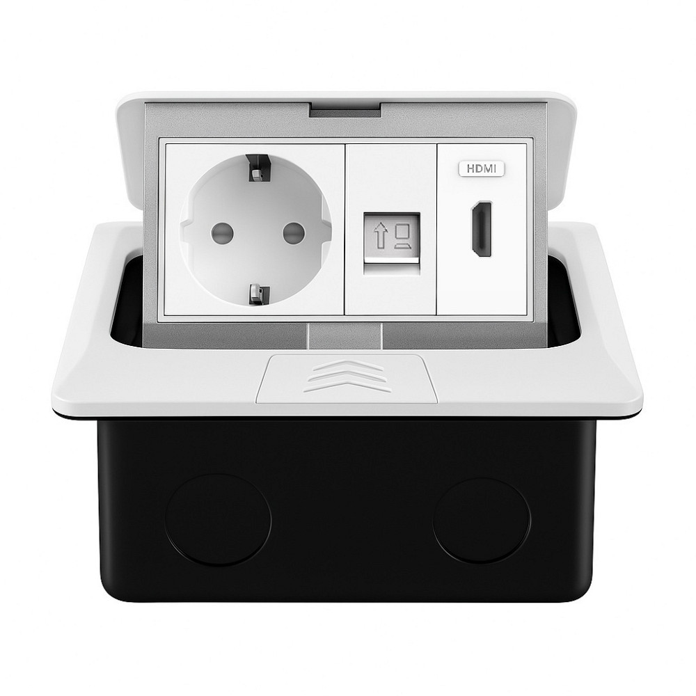 LIVOLO Розетка підлогова подвійна LIVOLO біла, вбудована у підлогу, з HDMI, інтернет RJ-45, для Коломия - фото 1