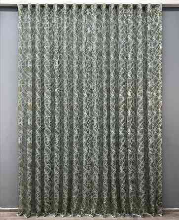 Тюль VR-Textil 1977т Жакард Хакі з блакитним 400х270 см (42-1011) Київ