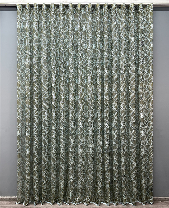 Тюль VR-Textil 1977т Жакард Хакі з блакитним 400х270 см (42-1011) Київ - фото 2