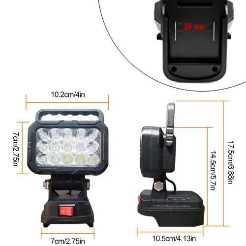 Светодиодный фонарь для аккумулятора 14.4/18В Makita LXT, 15LED 15Вт 1600лм Киев - изображение 5