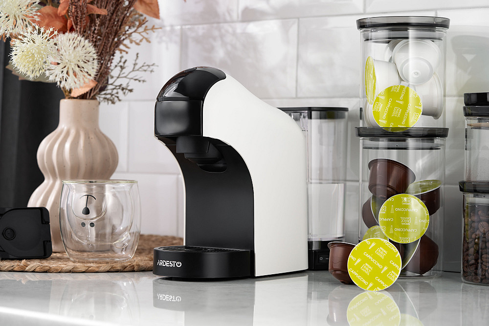 Кавоварка ARDESTO 3в1, 0.9л, капсули Nespresso, Nescafe Dolce Gusto, мелена кава, сенсорне керування, білий Київ - фото 5