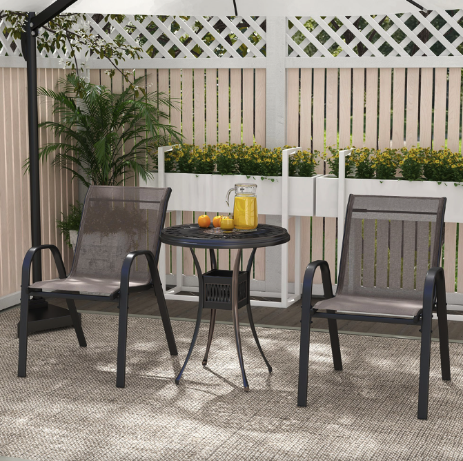 Комплект садових стільців Costway Patio з підлокітниками сірий Киев - изображение 3