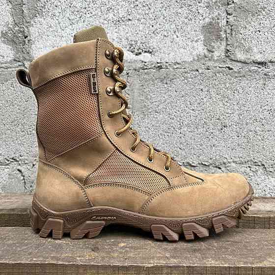 Тактичні літні чоловічі берці койот, шкіряні військові берці водостійкі  шкіряні прошиті Львів