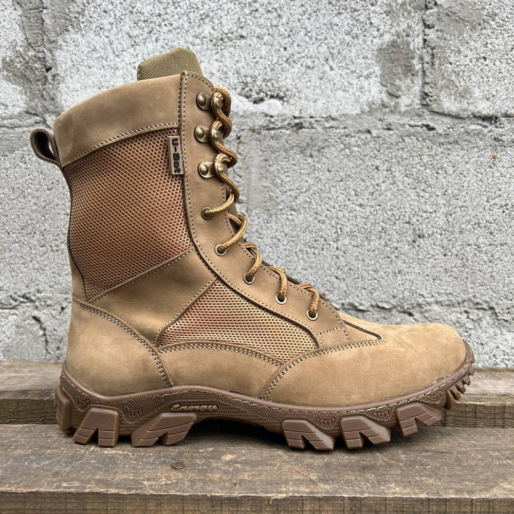 Тактичні літні чоловічі берці койот, шкіряні військові берці водостійкі  шкіряні прошиті Львів - фото 2