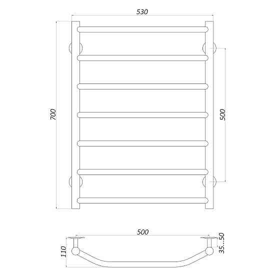 Рушникосушарка UNIO LT W 700-500-7 Драбинка Трапеція вода (000020646) Київ