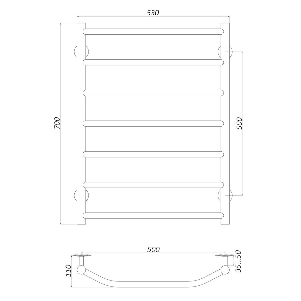 Рушникосушарка UNIO LT W 700-500-7 Драбинка Трапеція вода (000020646) Київ - фото 4