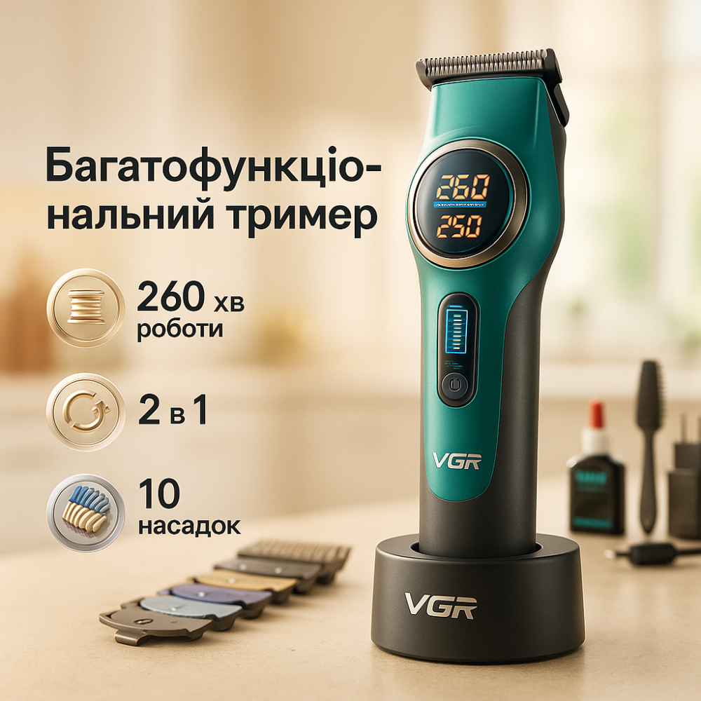 Подстригательная машинка VGR, Машинка для стрижки волос домашняя, Хороший беспроводной триммер PQ-26 Львов - изображение 11