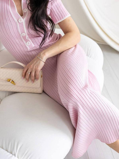 Жіноча довга сукня-поло у стилі олд мані трикотаж рубчик Одеса - фото 8