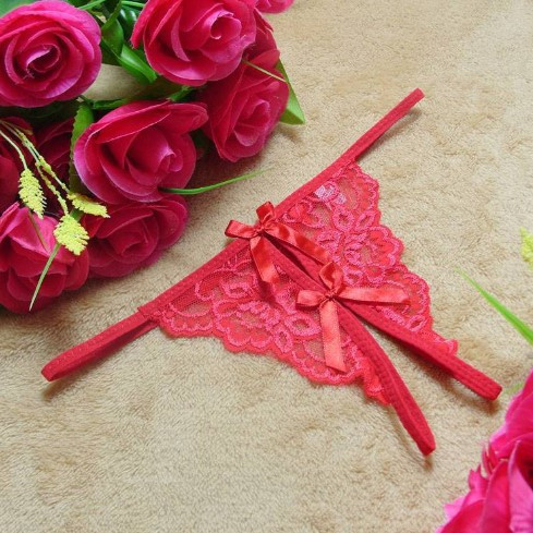 Еротичні червоні трусики жіночі з розрізом - 42-46 розмір, (на резинці, тягнуться) Київ - фото 1