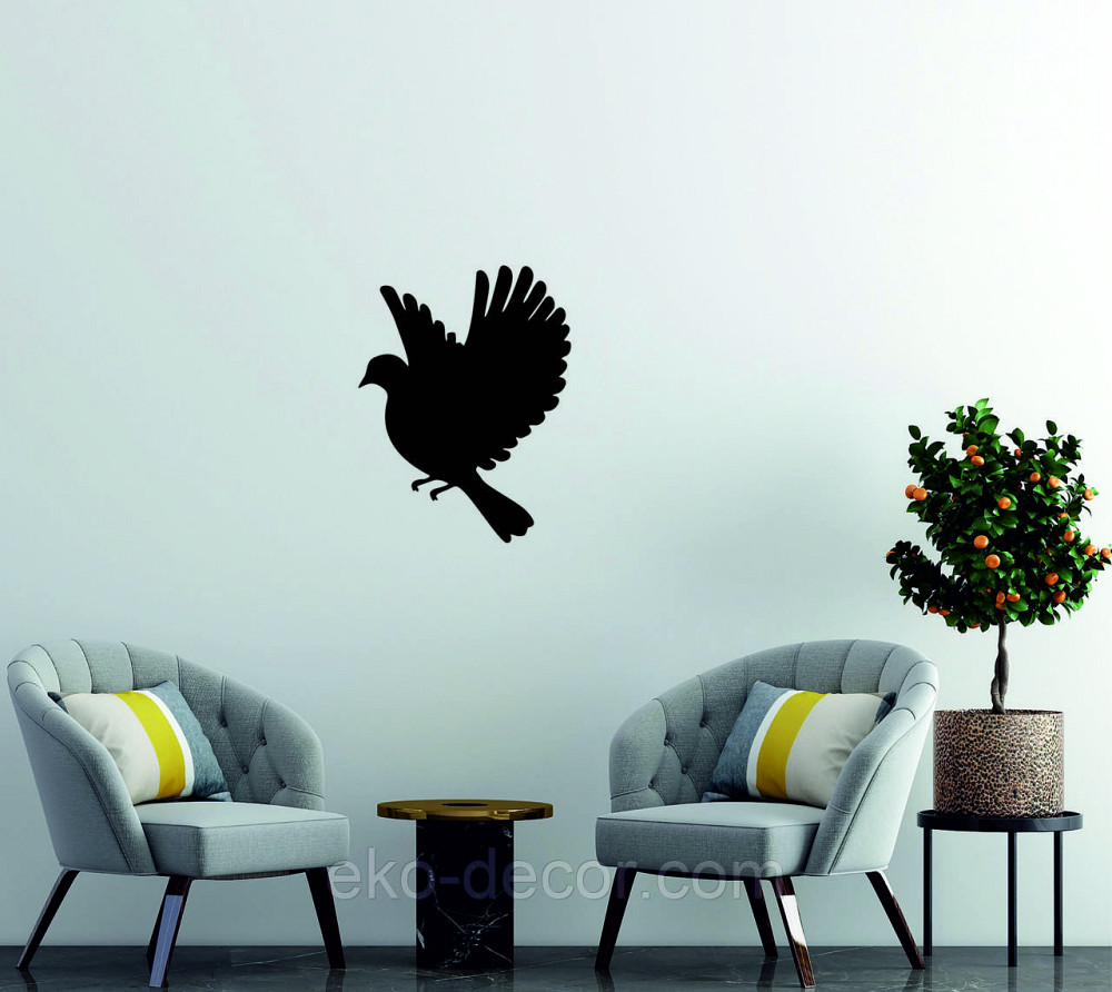 Декоративное настенное Панно «Птичка» Декор на стену(цена за 1шт) 30*23 см, Черный Киев - изображение 2