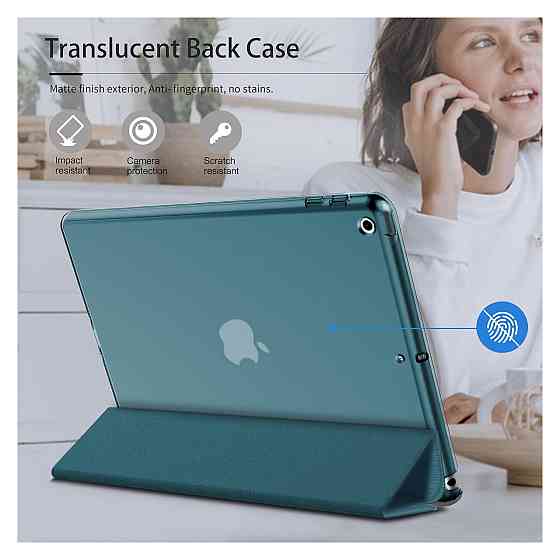 Чохол для iPad 10.2 9/8/7 поколінь EasyAcc ультратонкий PU шкіра та матовий PC павичиний синій підставка 2 положення Київ