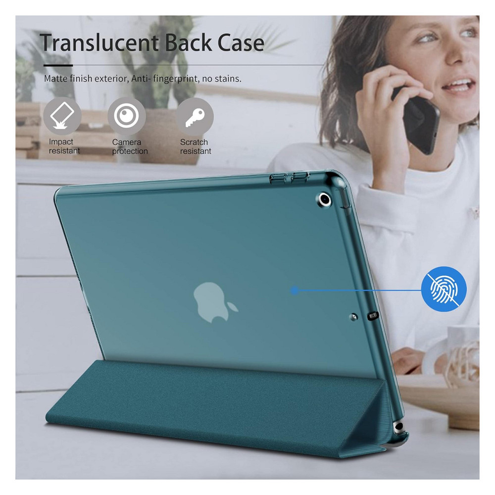 Чохол для iPad 10.2 9/8/7 поколінь EasyAcc ультратонкий PU шкіра та матовий PC павичиний синій підставка 2 положення Київ - фото 3