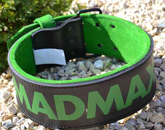 Пояс для важкої атлетики MadMax MFB-302 Quick Release Belt шкіряний Black/Green XL Кам'янське