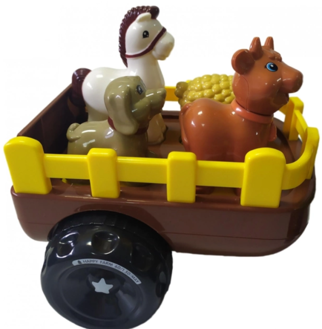 Трактор музичний Limo Toy з причепом звуки підсвічування 4 фігурки в комплекті Зелений (M 5572 UA) Чернігів - фото 4