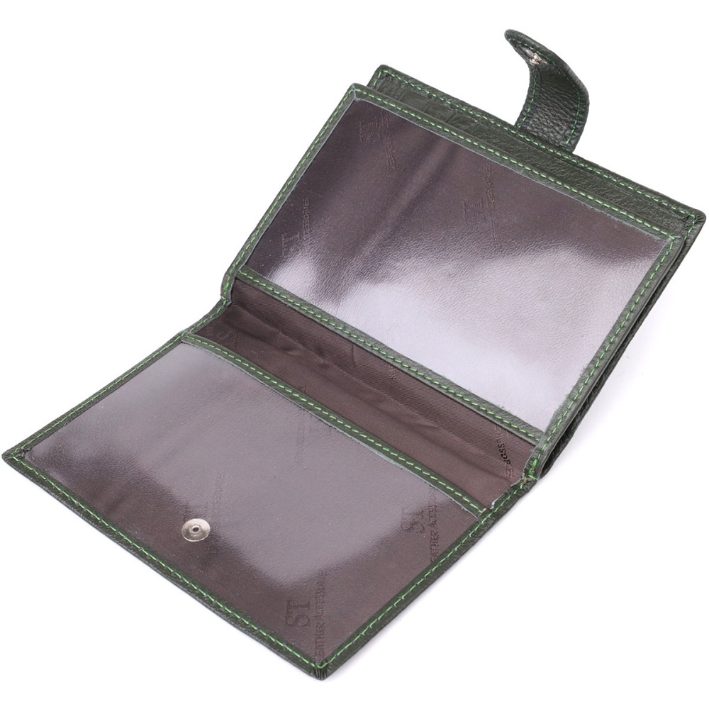 Оригинальная обложка на документы унисекс из натуральной кожи ST Leather 23119 Зеленый Киев - изображение 6