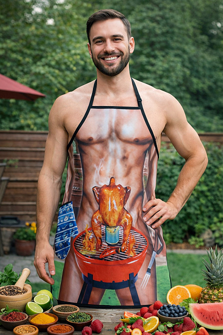 Фартук с приколом с принтом с курицей гриль 80 на 60 см разноцветный Киев - изображение 2