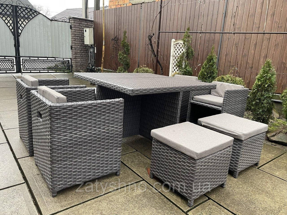 Ротангові меблі вуличні складні з пуфами та подушками Київ - фото 3