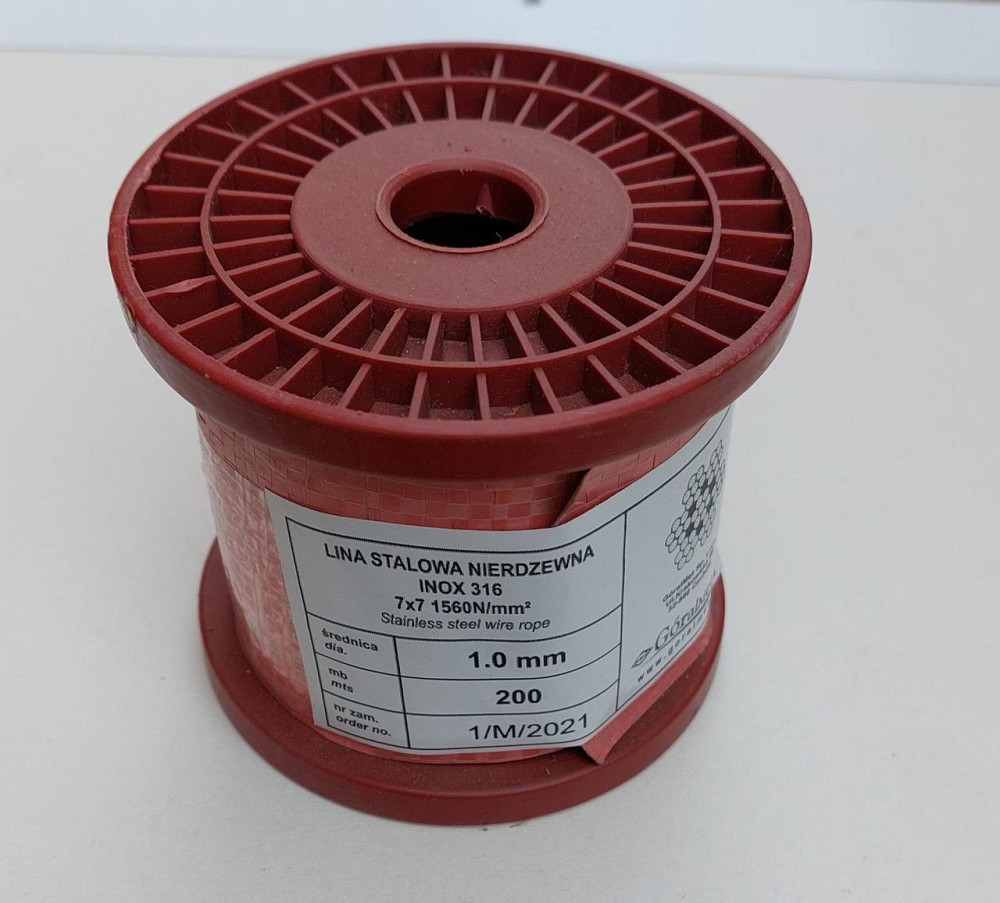 Трос "GoralMet" з нержавіючої сталі марки AISI 316, діаметром 1,0 мм, 7х7, бобіна пластикова, намотка 200 м Киев - изображение 2