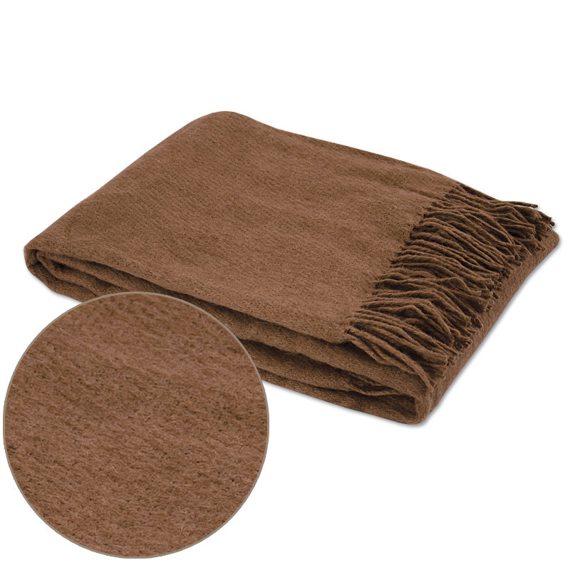 Тёплый плед из верблюжьей шерсти 140×200 см с бахромой, в упаковке Киев - изображение 1