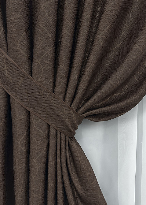 Комплект готових штор VR-Textil Льон Савана № 687ш Венге 150х270 см 2 шт (30-466) Київ - фото 13