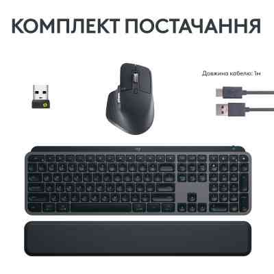 Комплект Logitech MX Keys S Plus Palmrest Wireless UA Graphite (920-011614) Вінниця