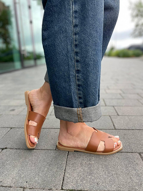 Mermaid Шльопанці жіночі з натуральної шкіри на плоскій підошві коричневі Mermaid 2401 р. 36-40 Коломия - фото 6