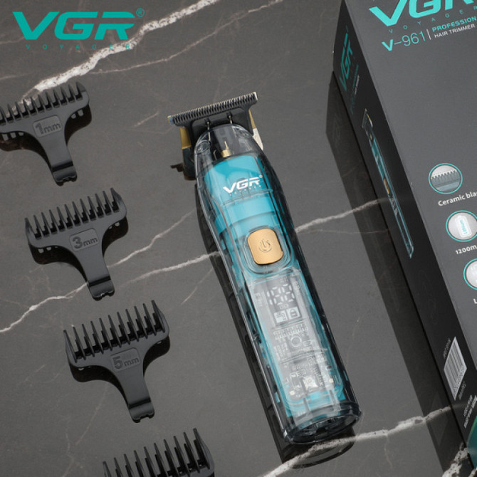 Машинка триммер для стрижки волос и бороды VGR V-961 LCD-дисплей IPX7 (4 насадки) Винница - изображение 6
