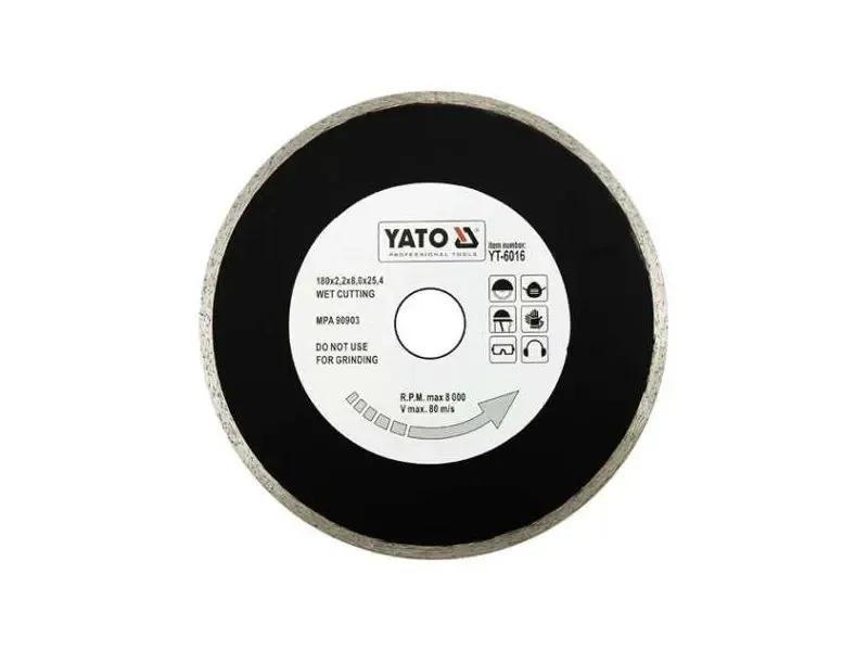 Диск відрізний алмазний суцільний 180 мм YATO YT-6016, 2.2х5.3 мм, 25.4 мм Коломыя - изображение 1