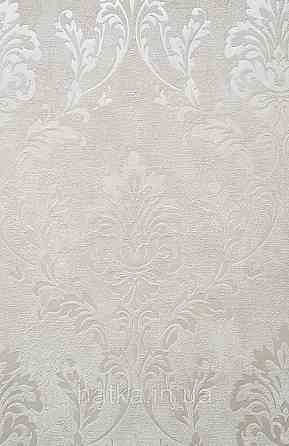 Шпалери вінілові на флізеліні Grandeco Universe 5 вензеля завитки сріблясті на пісочному Київ