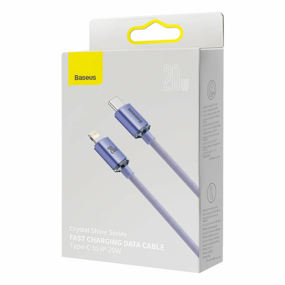 Кабель Baseus Crystal Shine Series Fast Charging Data Cable Type-C to iP 20W 1.2m Purple Київ - фото 5