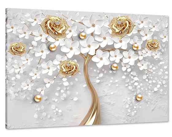 Картина холст в гостиную / спальню  Квіти золоті троянди   MLP_37 Киев