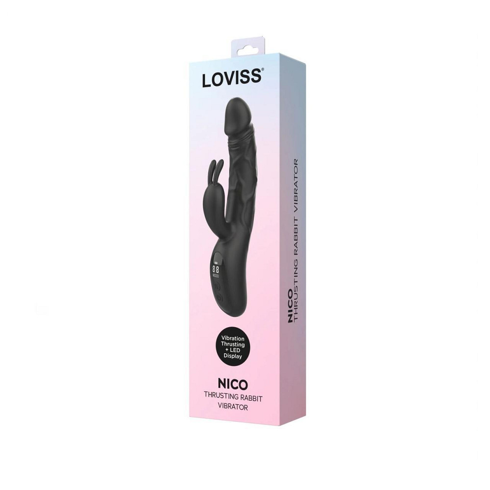 Вібратор-кролик з пульсацією Loviss Nico Thrusting Rabbit Vibrator, 9 режимів, подвійний відросток Sex Aura Київ - фото 7
