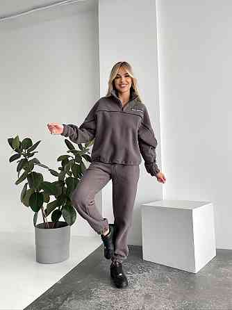 Женский флисовый женский костюм-оверсайз турецкий флис Серый, 46/48 Одесса