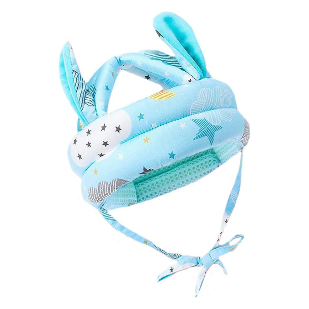 Дитячий м'який протиударний шолом для захисту голови (Синій, із принтом зірок, з вушками) Николаев - изображение 1