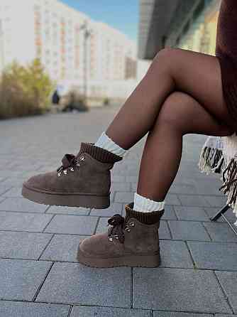 Угги жіночі HENGJI T007-7 шоколадні (зима, замша натуральна) (6163) Коломия