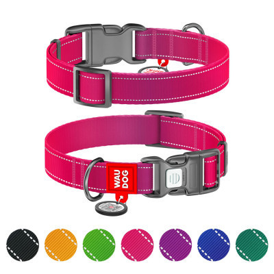 Ошейник для животных WAUDOG Nylon Mono с QR паспортом, пластиковый фастекс S розовый (52097) Винница - изображение 1
