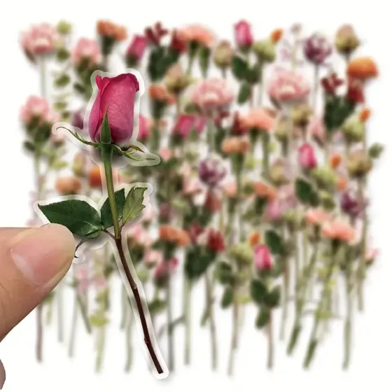 Набор наклеек с розами и цветами – 30 шт водонепроницаемых Киев