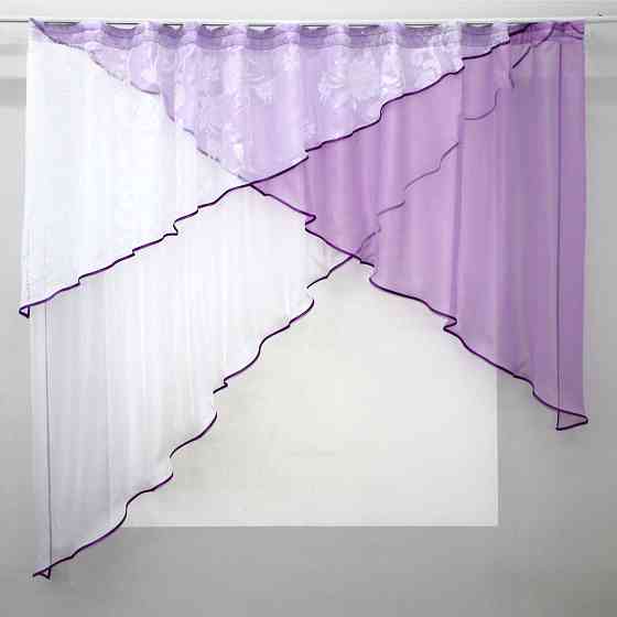 Кухонная занавеска VR-Textil № 00к сиреневый с белым 280х170 см (59-672) Киев